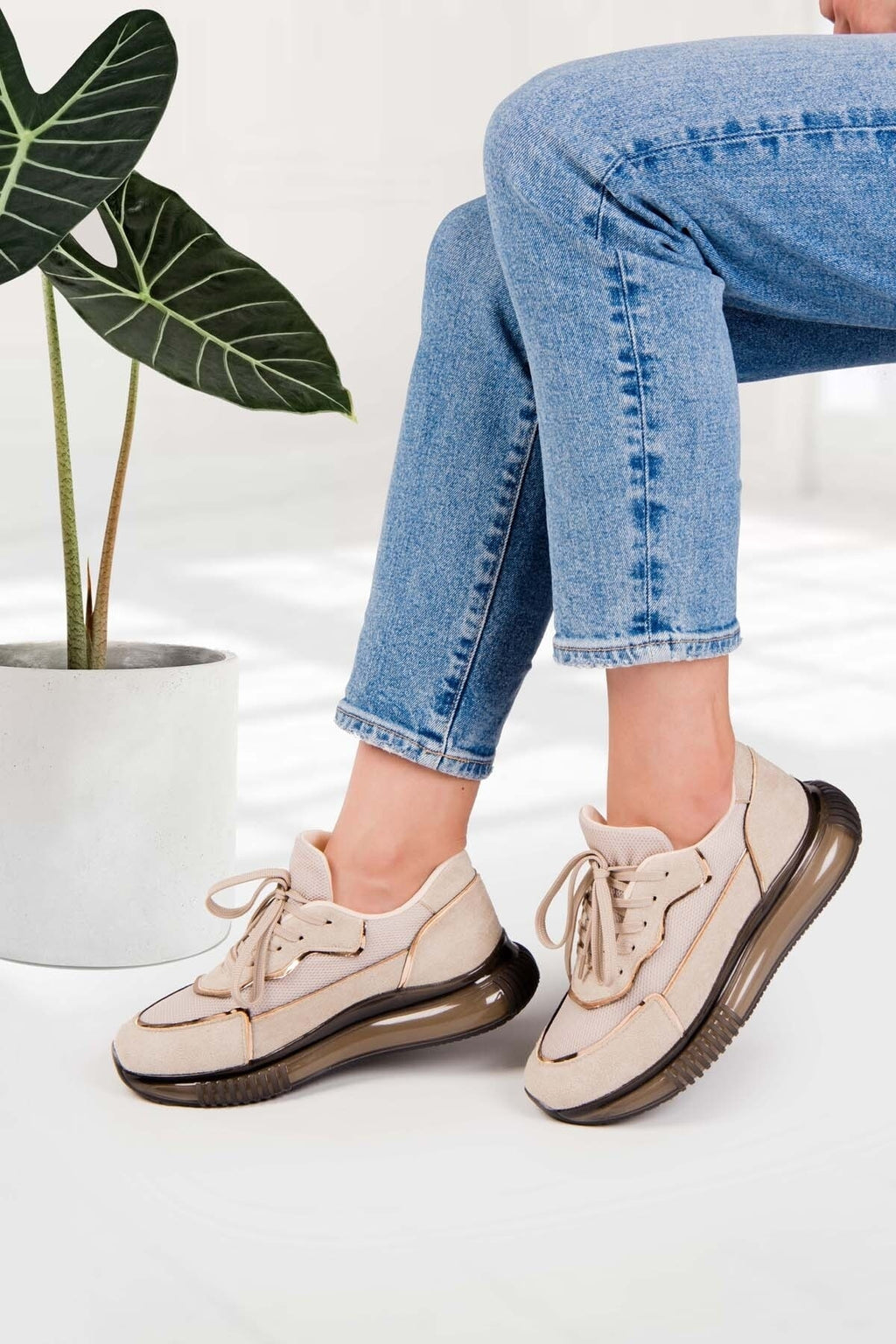 Kadın Spor Ayakkabı Sneaker Günlük 5 Cm Taban Bağcıklı SPRYSH22810