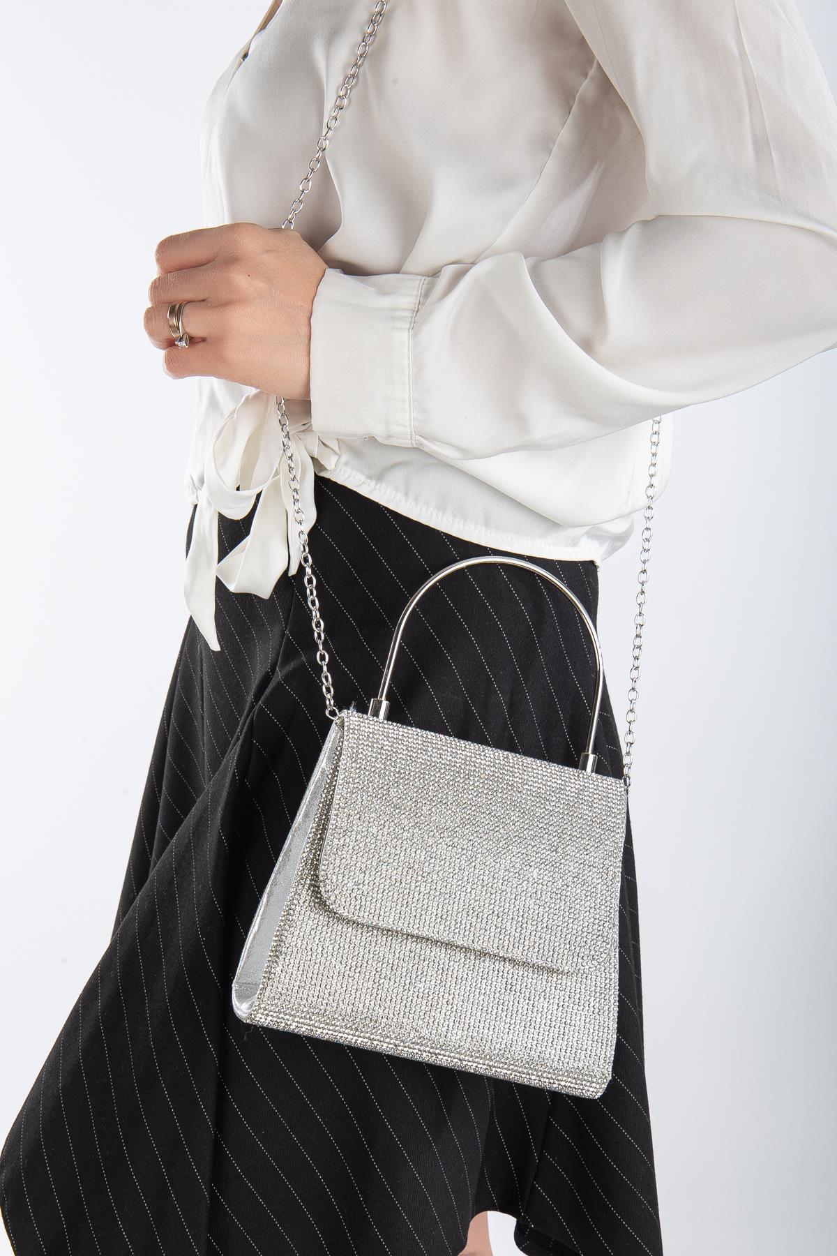 Renata Taşlı Abiye Portföy Clutch Çanta Gece Çantası Zincir Askılı