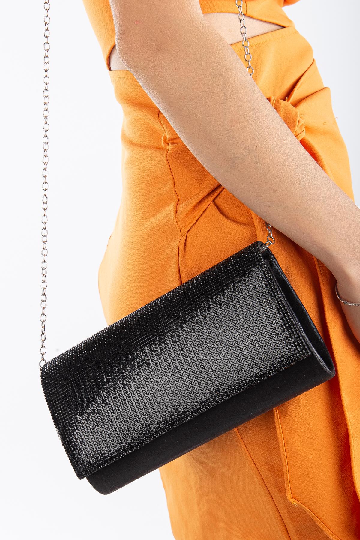 Serena Taşlı Abiye Portföy Clutch Çanta Gece Çantası Zincir Askılı