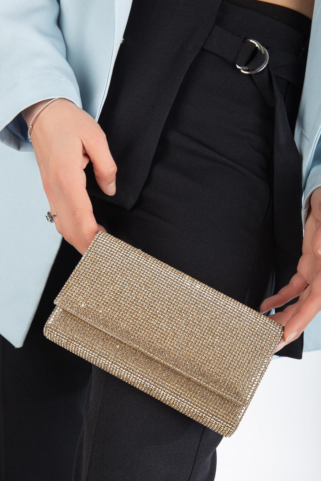 Ramona Taşlı Abiye Portföy Clutch Çanta Gece Çantası Zincir Askılı