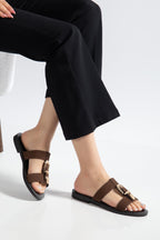 Suins Ashley Model Çift Bantlı Süet Terlik