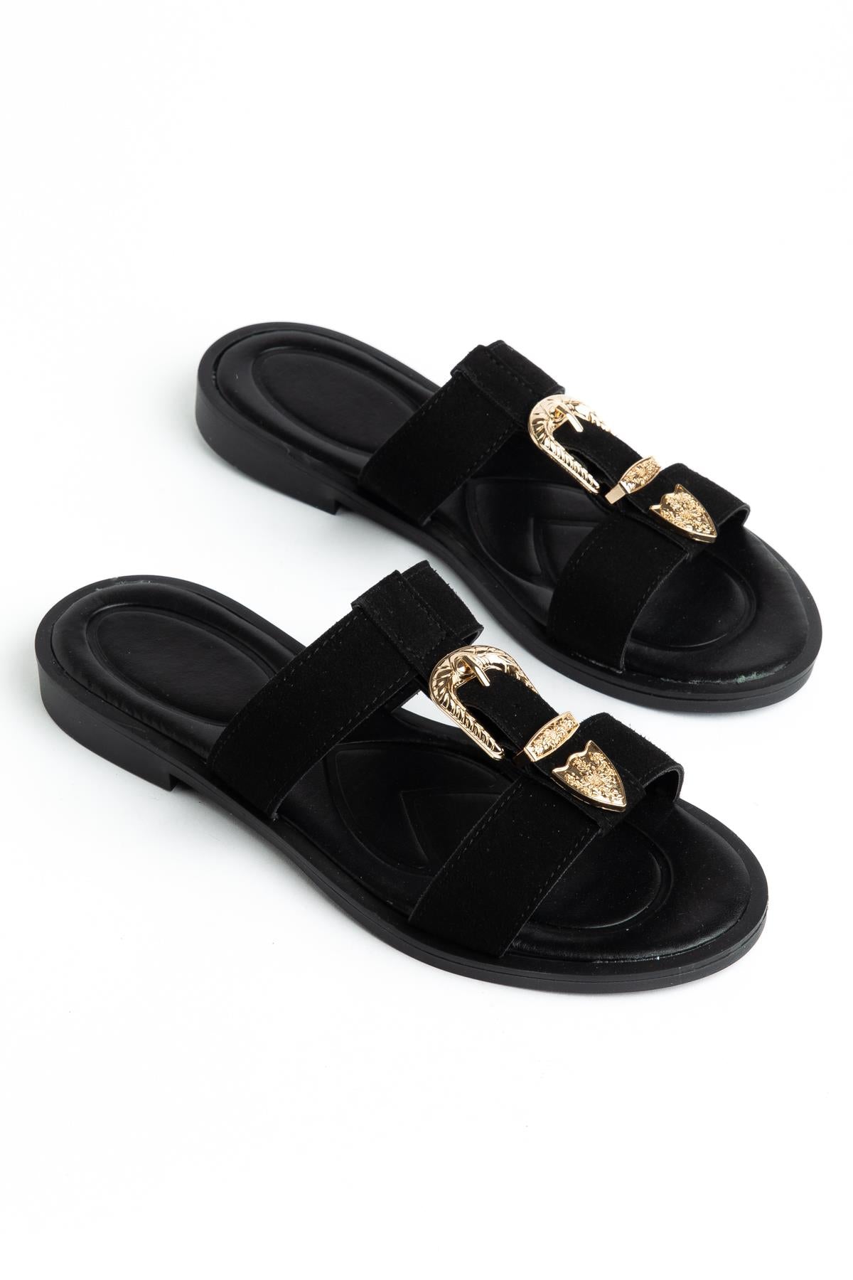 Suins Ashley Model Çift Bantlı Süet Terlik