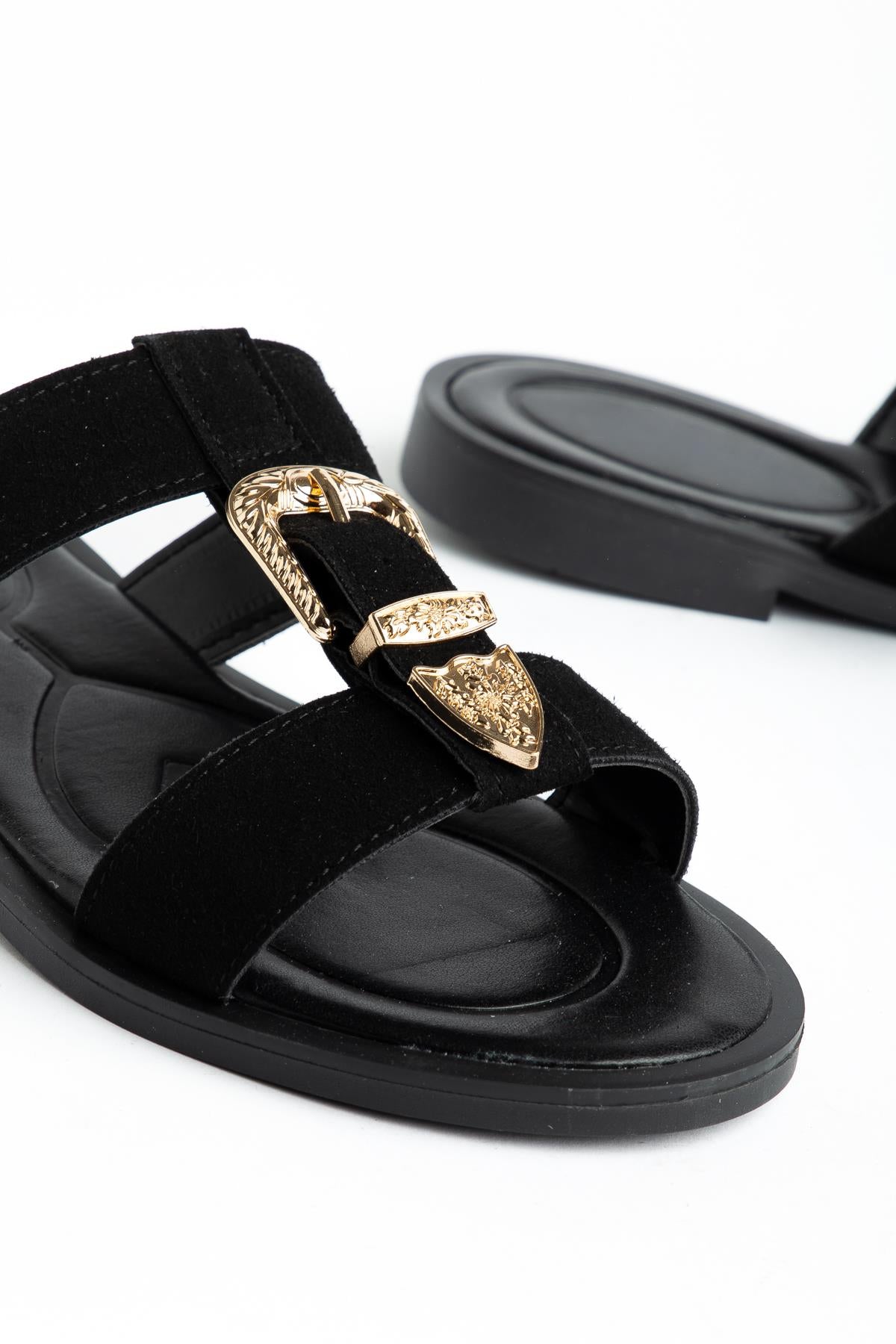 Suins Ashley Model Çift Bantlı Süet Terlik