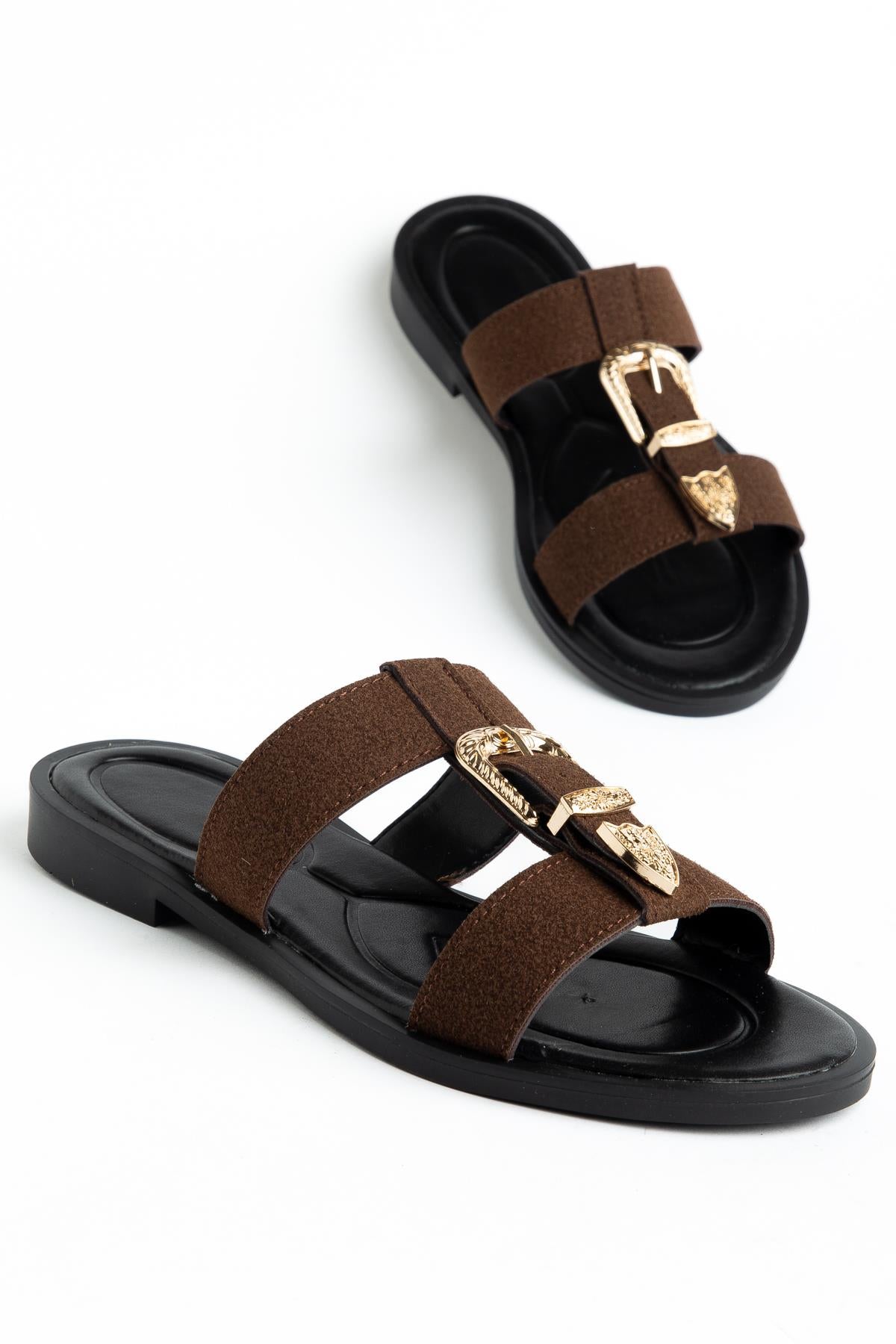 Suins Ashley Model Çift Bantlı Süet Terlik