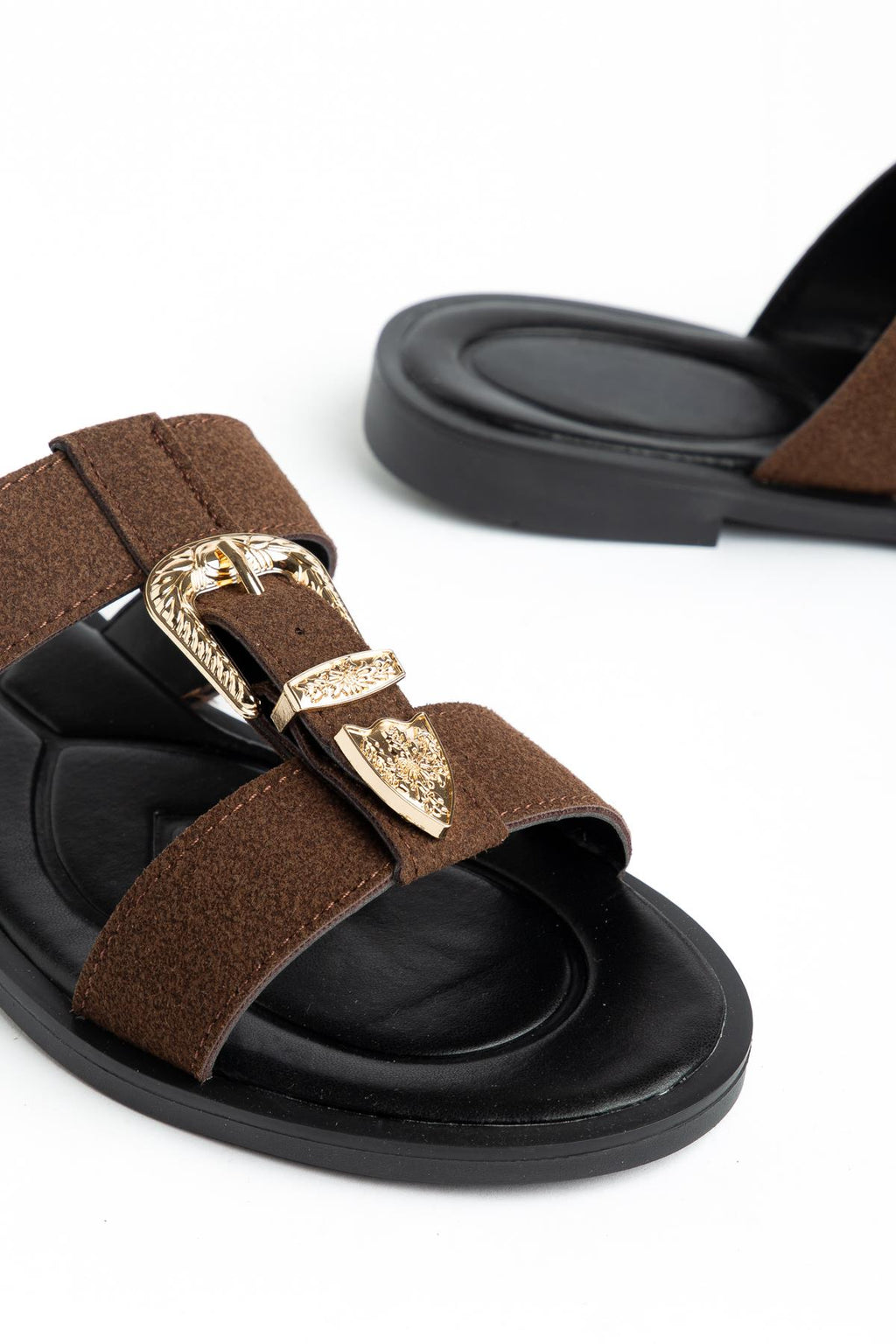 Suins Ashley Model Çift Bantlı Süet Terlik