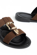 Suins Ashley Model Çift Bantlı Süet Terlik