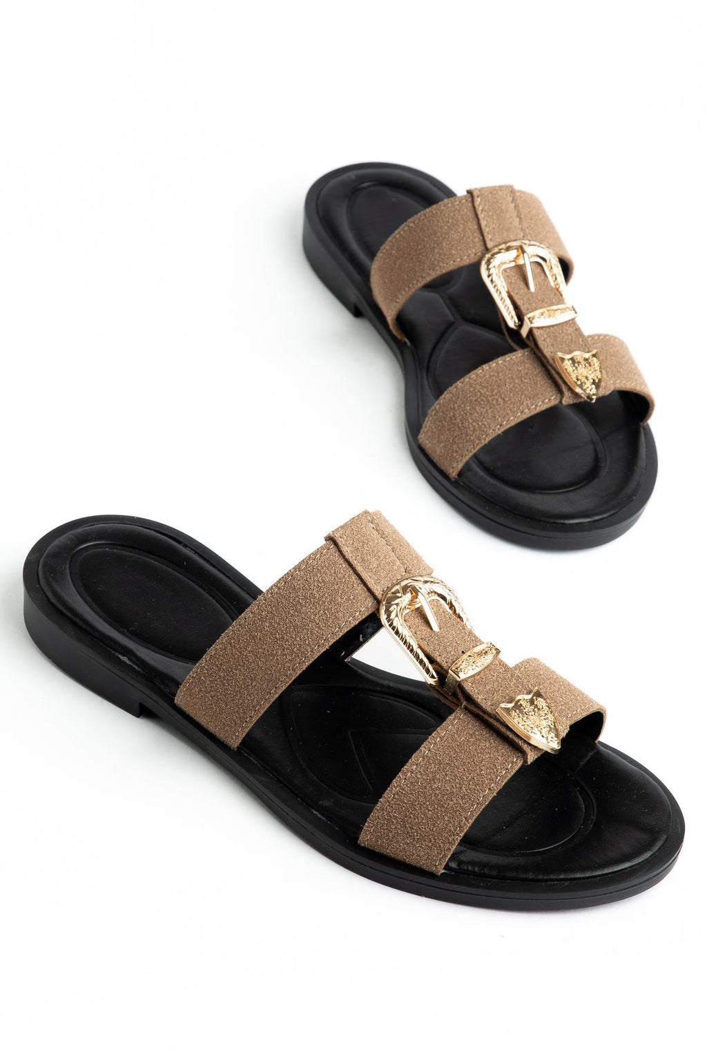 Suins Ashley Model Çift Bantlı Süet Terlik