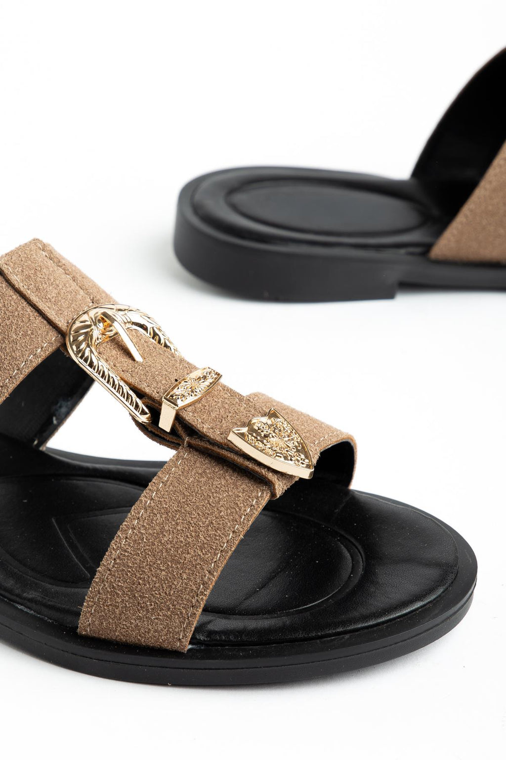 Suins Ashley Model Çift Bantlı Süet Terlik