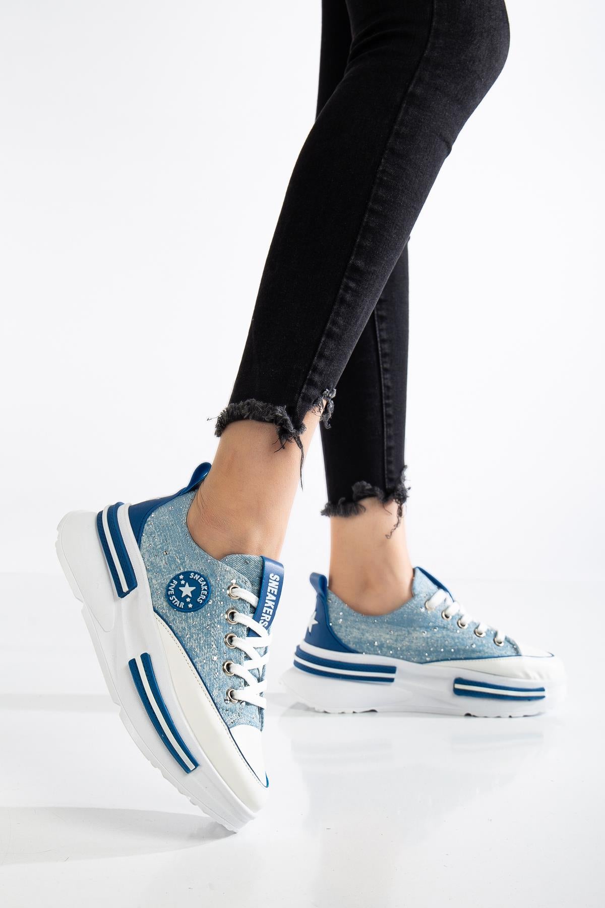 Suins Berly Model Kadın Taş Detaylı Kot Spor Ayakkabı Sneaker