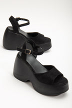 Suins Biana Kadın Dolgu Taban Dana Süet Sandalet