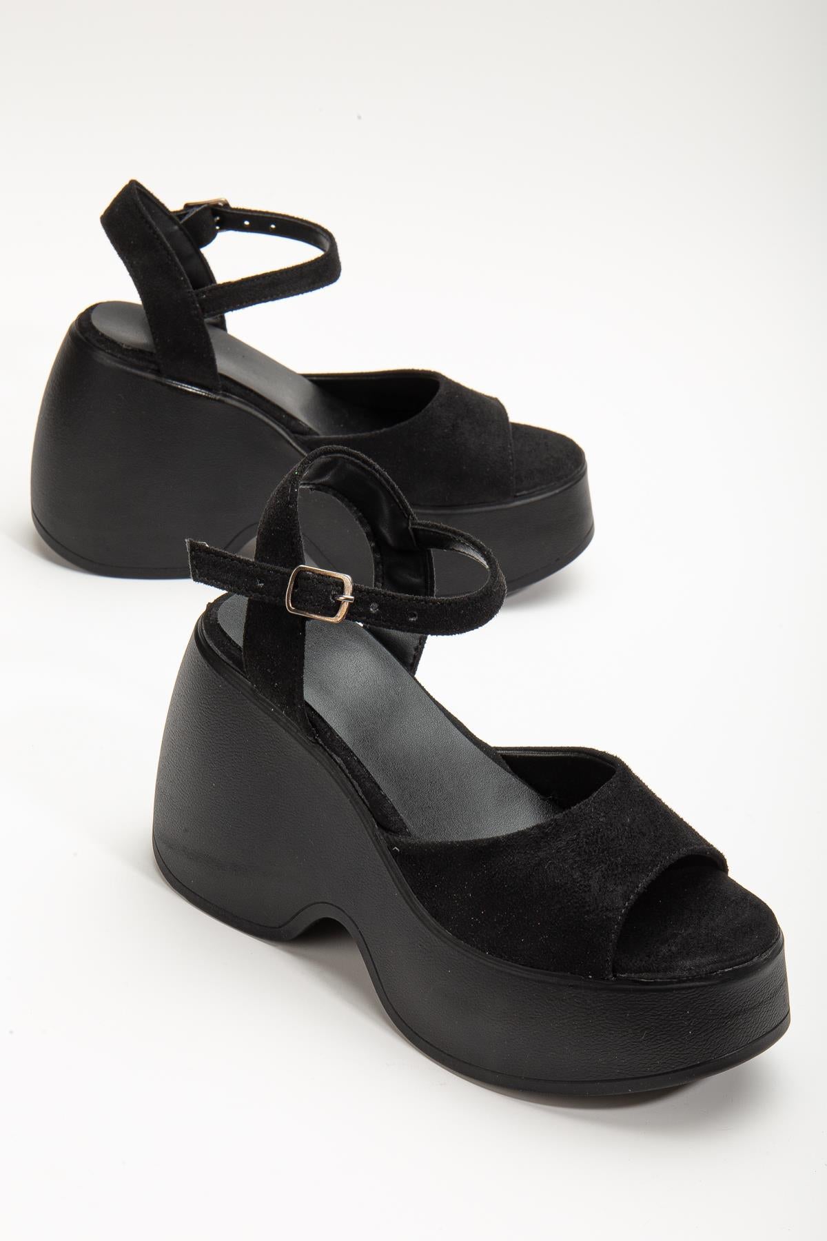 Suins Biana Kadın Dolgu Taban Dana Süet Sandalet