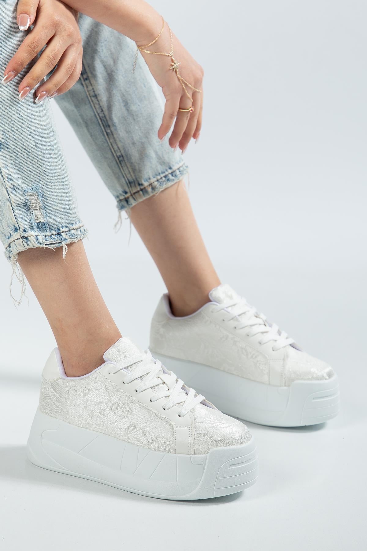 Suins Bride Model Kadın Yüksek Taban Gelin Spor Ayakkabı 6 cm Ürün ikincil görseli