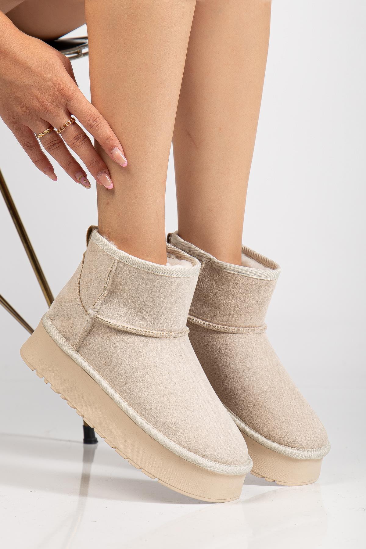 Suins Camila Model İçi Komple Kürklü Kadın Siyah Taba Ten Bot Ürün ana görseli