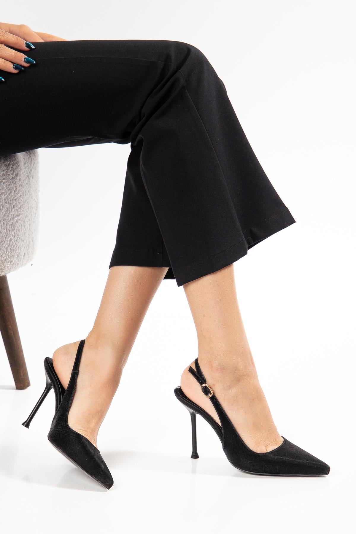 Suins Casira Model Çivi Topuk Çizgi Desenli Kadın Stiletto Ayakkabı