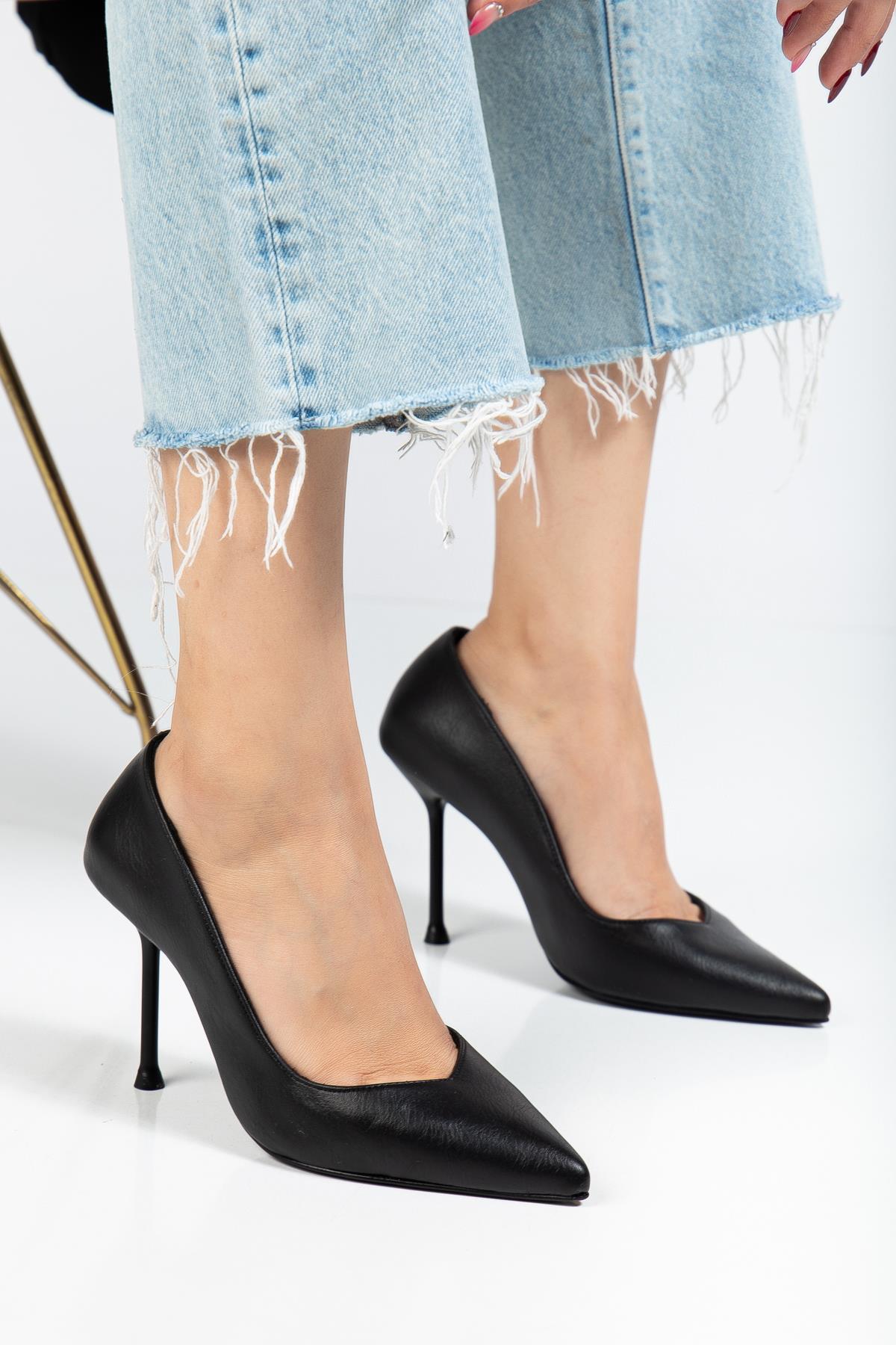 Suins Hakiki Deri Morgen Model Kadın İnce Topuklu Stiletto Ayakkabı