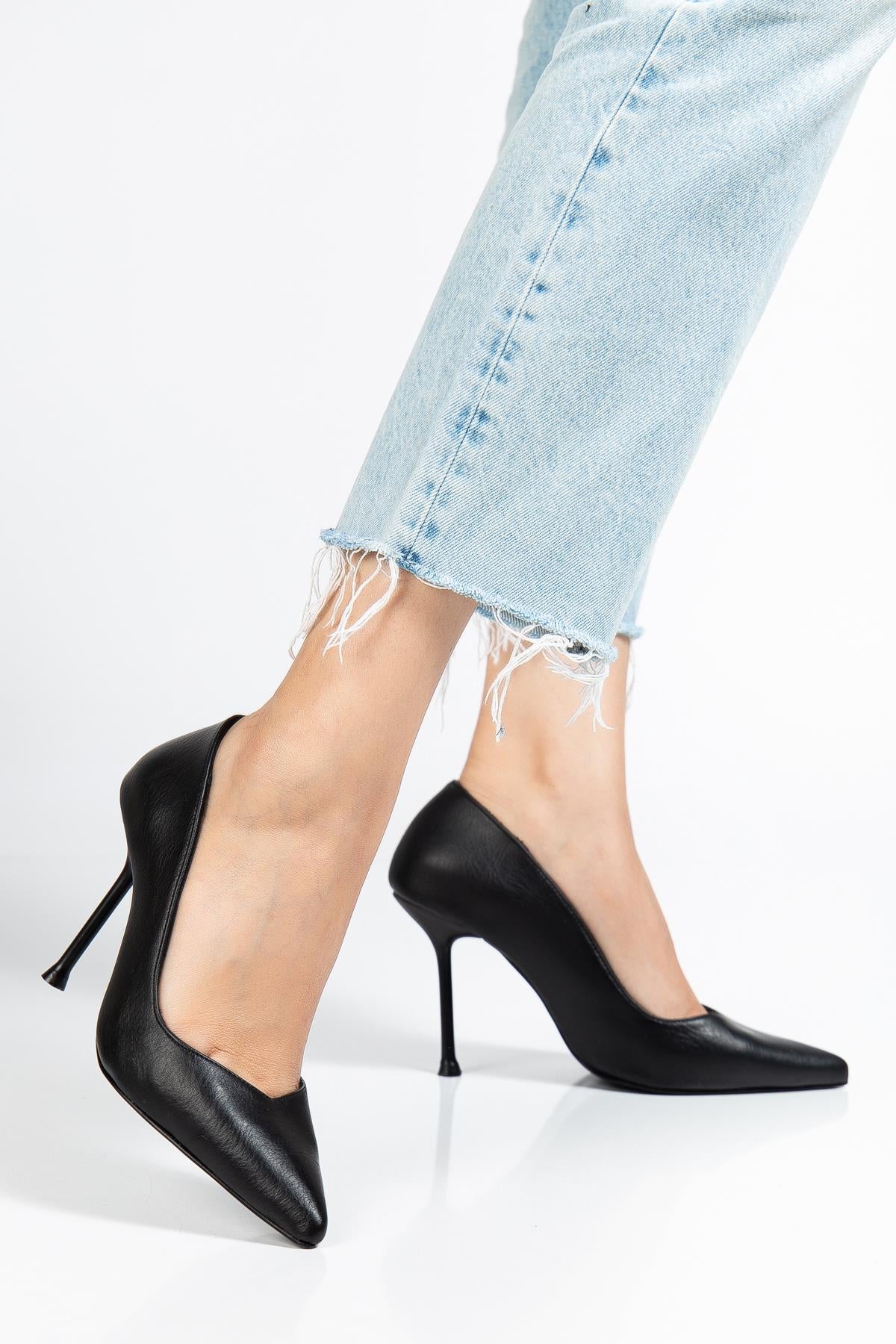 Suins Hakiki Deri Morgen Model Kadın İnce Topuklu Stiletto Ayakkabı Ürün ikincil görseli