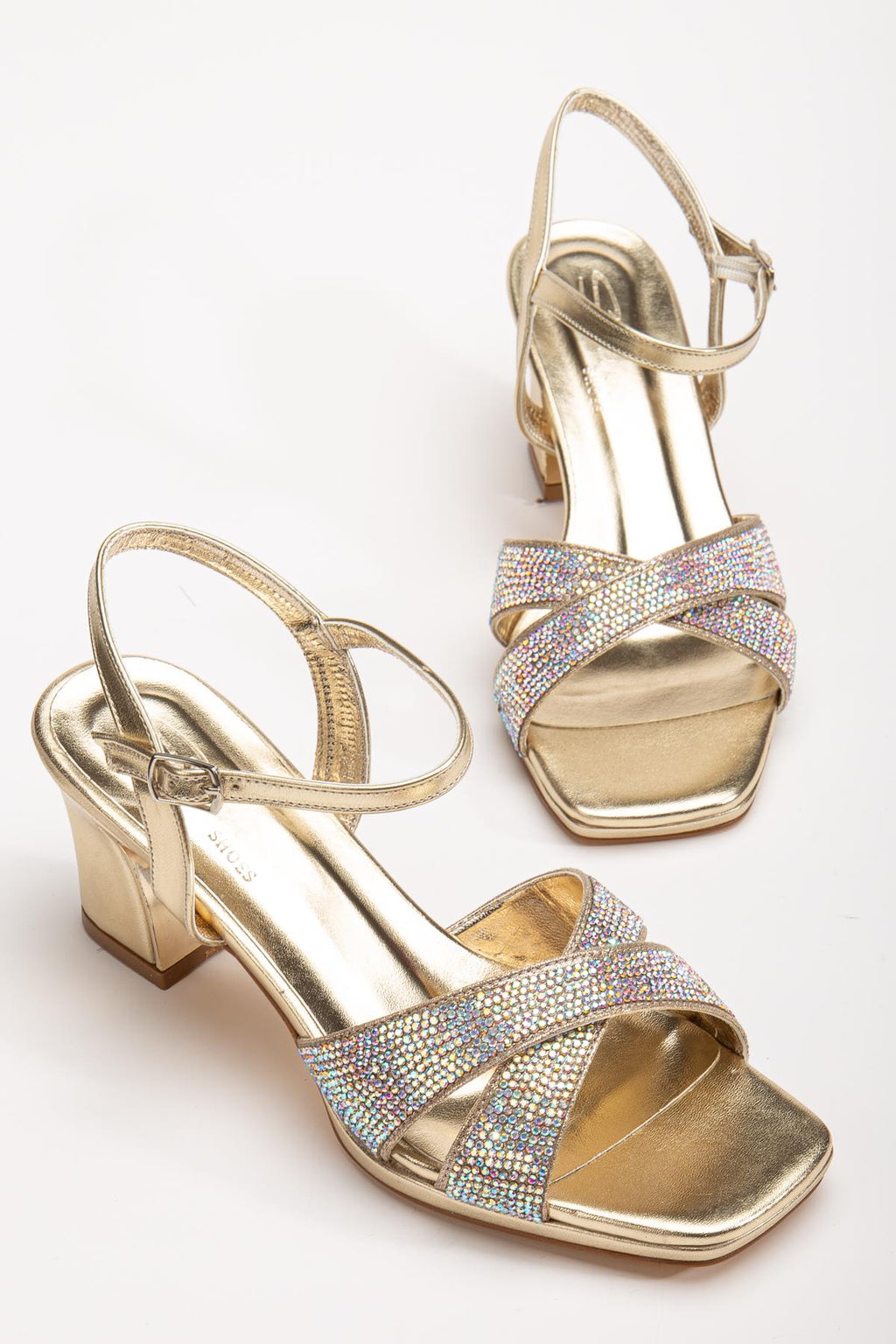 Suins Juny Kadın Önü Taşlı Galvaniz Topuklu Abiye Ayakkabı