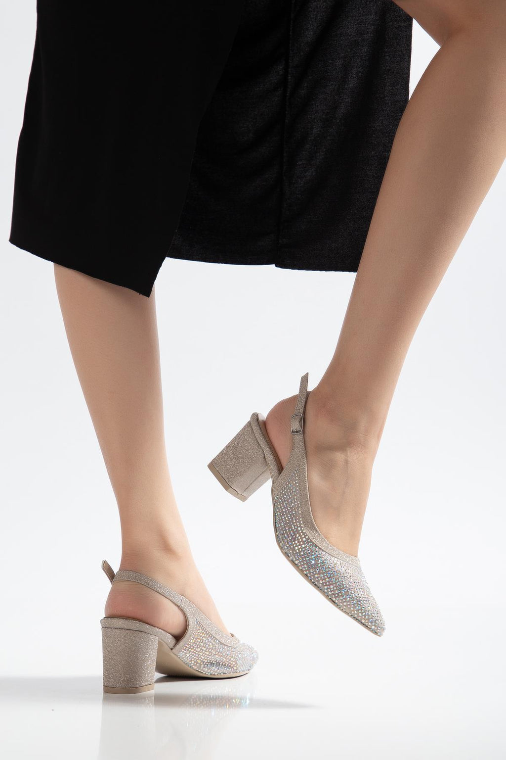 Suins Keily Model Kadın Taş İşlemeli  Kalın Topuklu Abiye Ayakkabı