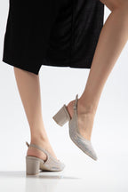 Suins Keily Model Kadın Taş İşlemeli  Kalın Topuklu Abiye Ayakkabı