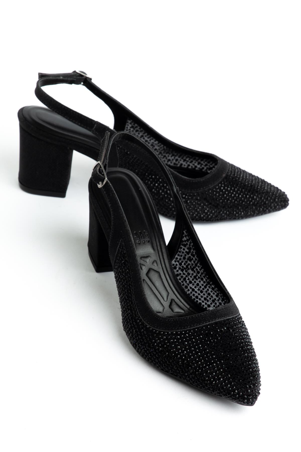 Suins Keily Model Kadın Taş İşlemeli  Kalın Topuklu Abiye Ayakkabı