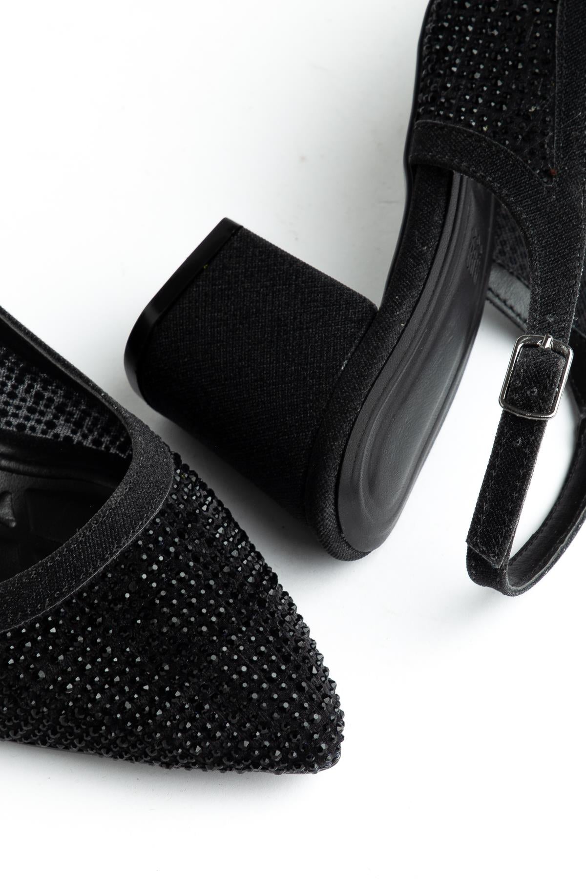 Suins Keily Model Kadın Taş İşlemeli  Kalın Topuklu Abiye Ayakkabı