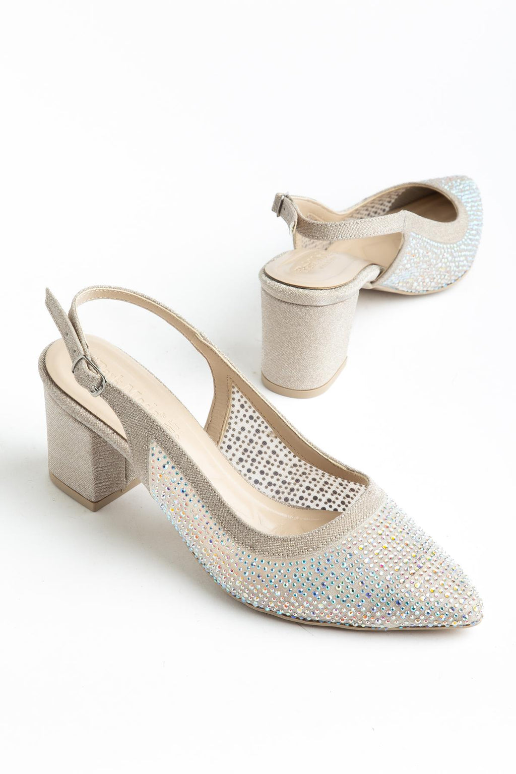 Suins Keily Model Kadın Taş İşlemeli  Kalın Topuklu Abiye Ayakkabı