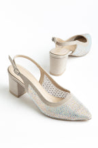 Suins Keily Model Kadın Taş İşlemeli  Kalın Topuklu Abiye Ayakkabı