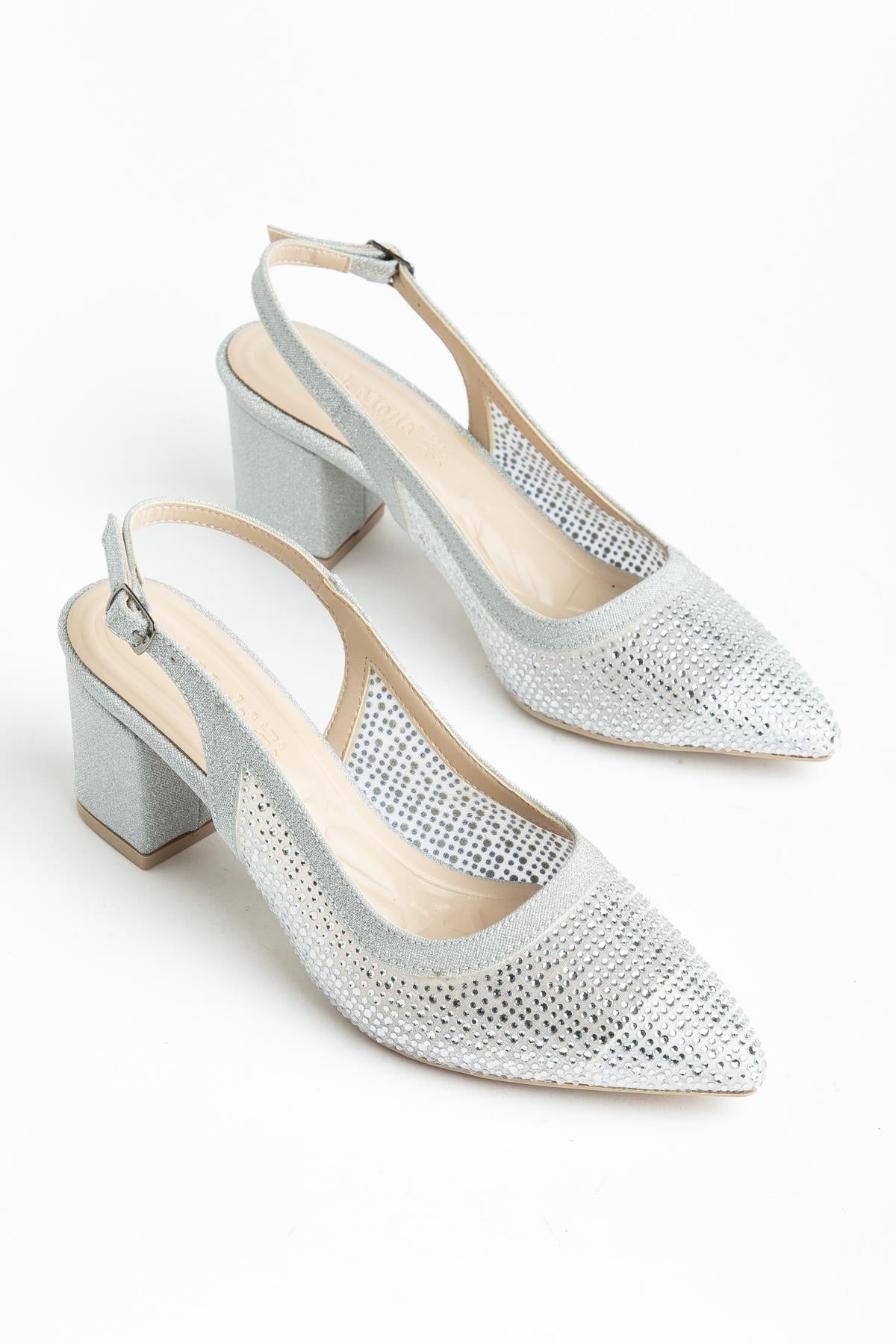 Suins Keily Model Kadın Taş İşlemeli  Kalın Topuklu Abiye Ayakkabı