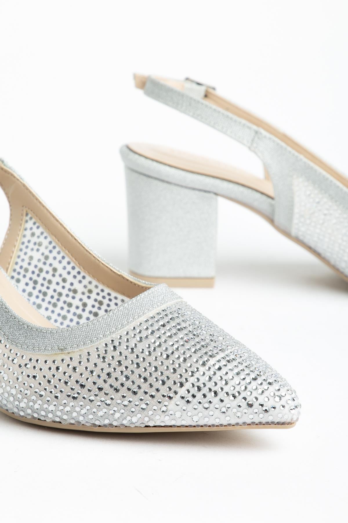 Suins Keily Model Kadın Taş İşlemeli  Kalın Topuklu Abiye Ayakkabı