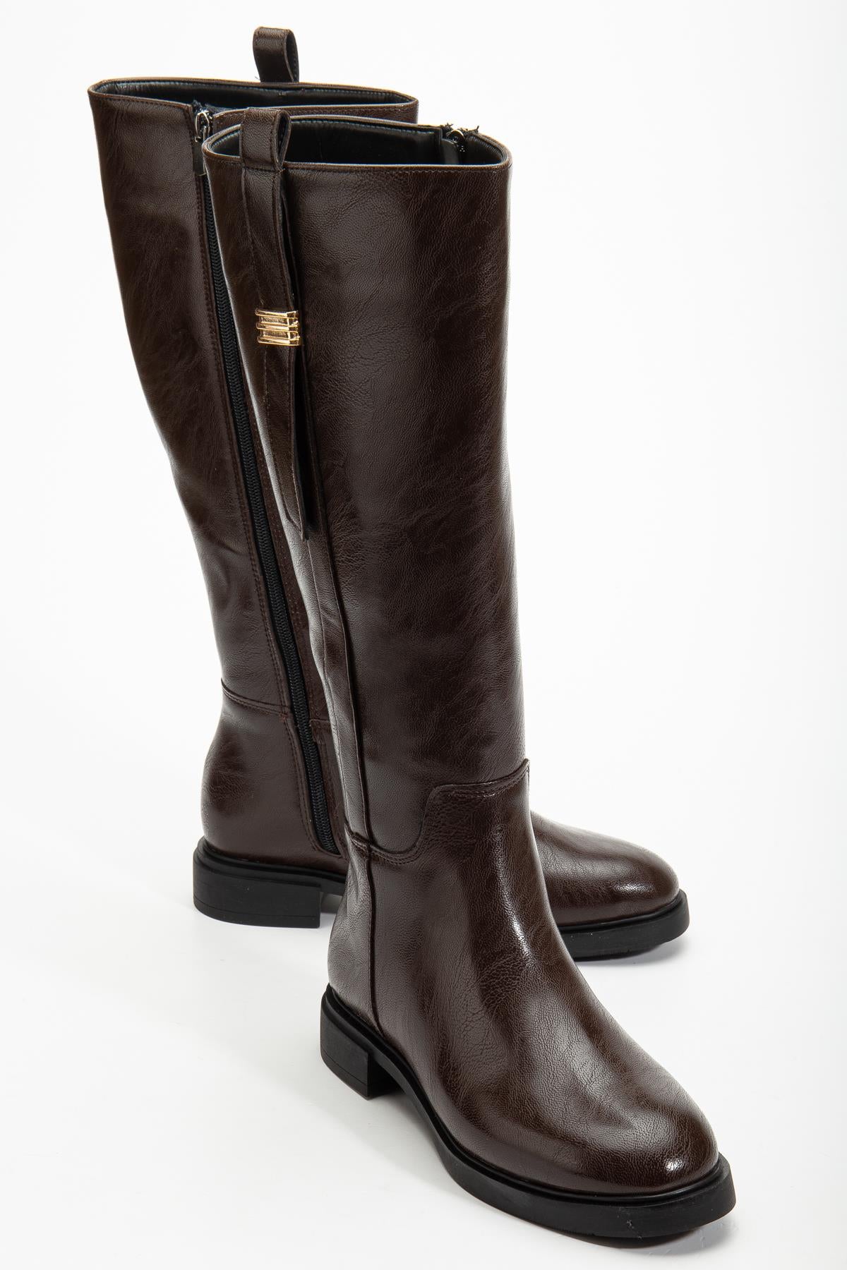 Suins Laby Model Fermuarlı Siyah Kahverengi Kadın Çizme Ürün ikincil görseli