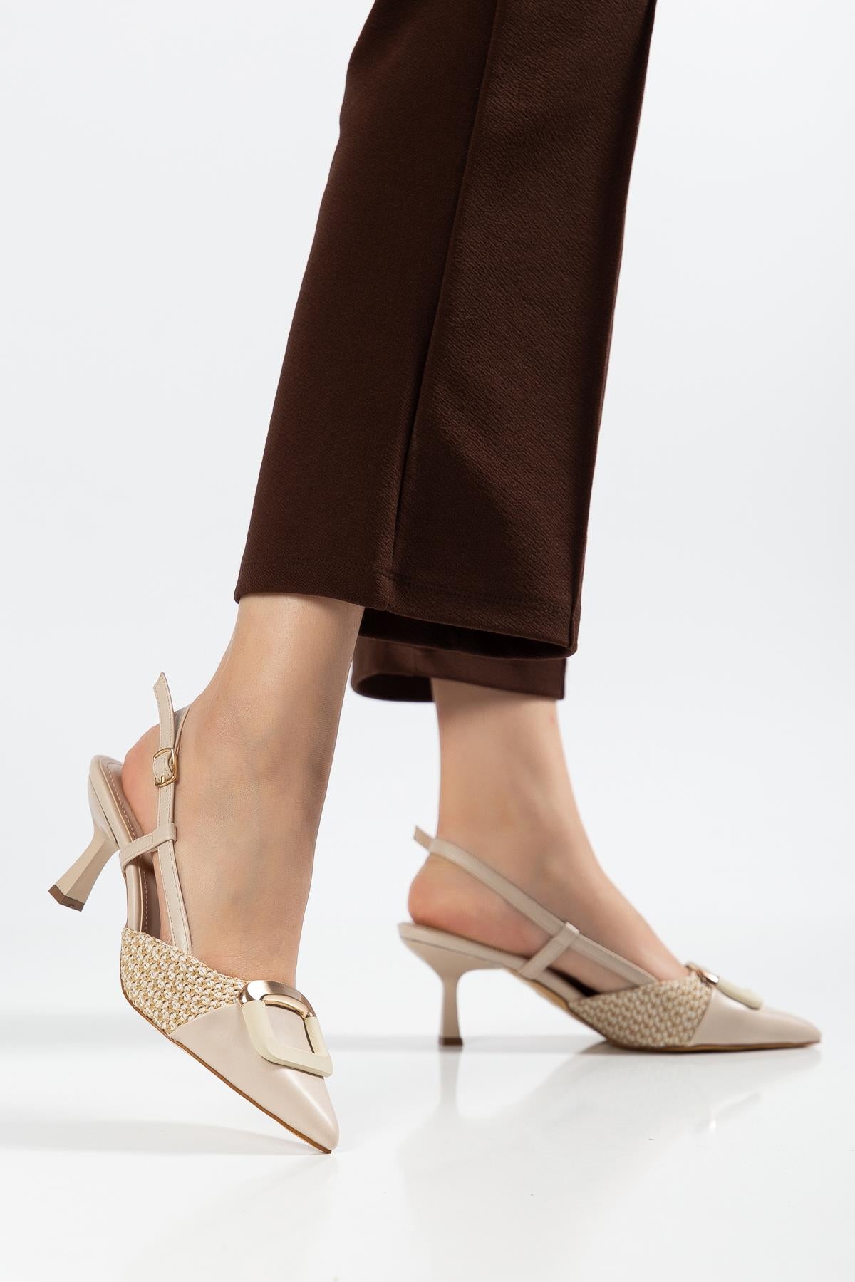 Suins Lady Model Kadın Stiletto İki Renk Ayakkabı 7 Cm
