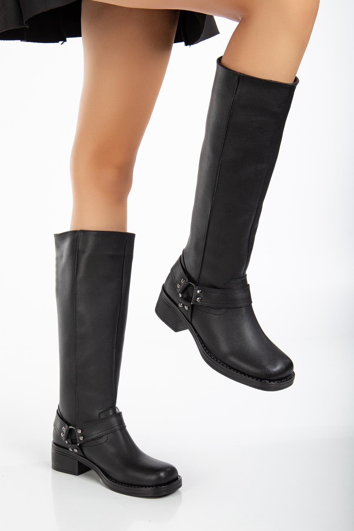 Suins Balius Motorcu Model Küt Burunlu Kadın Çizme Ürün ana görseli