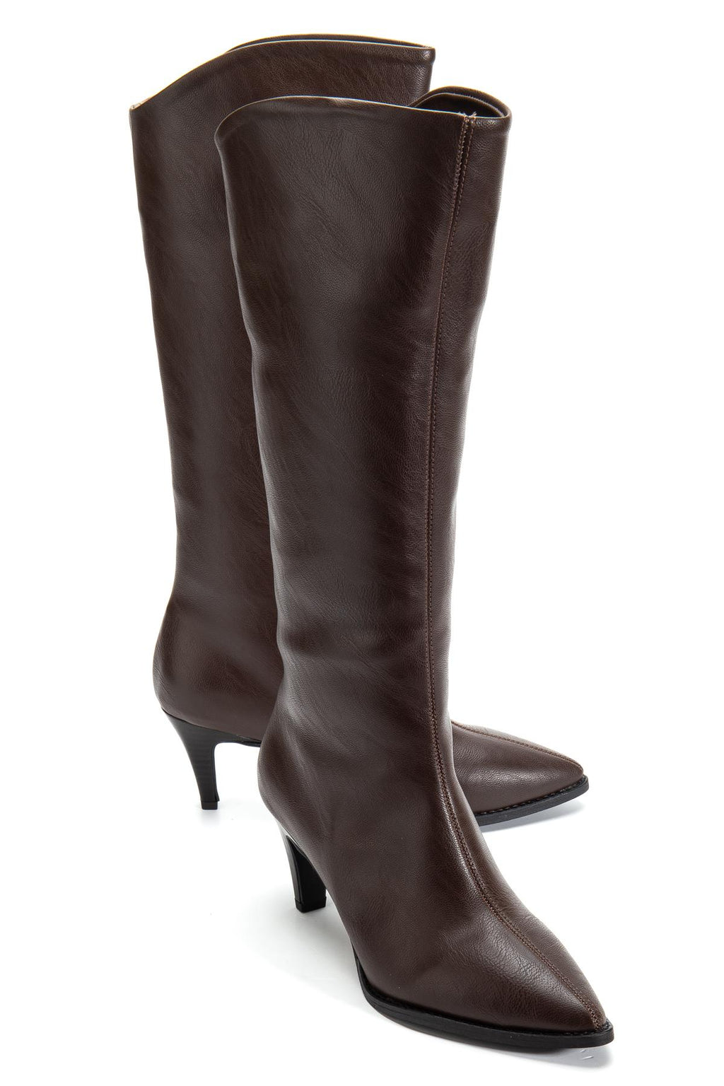 Suins Lucin Kadın Siyah Kahve Çizme 7 Cm Topuk Boyu Çizme