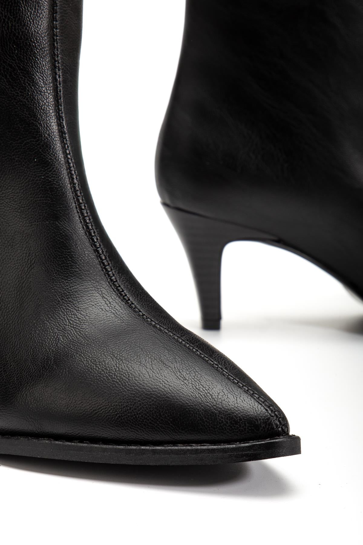 Suins Lucin Kadın Siyah Kahve Çizme 7 Cm Topuk Boyu Çizme