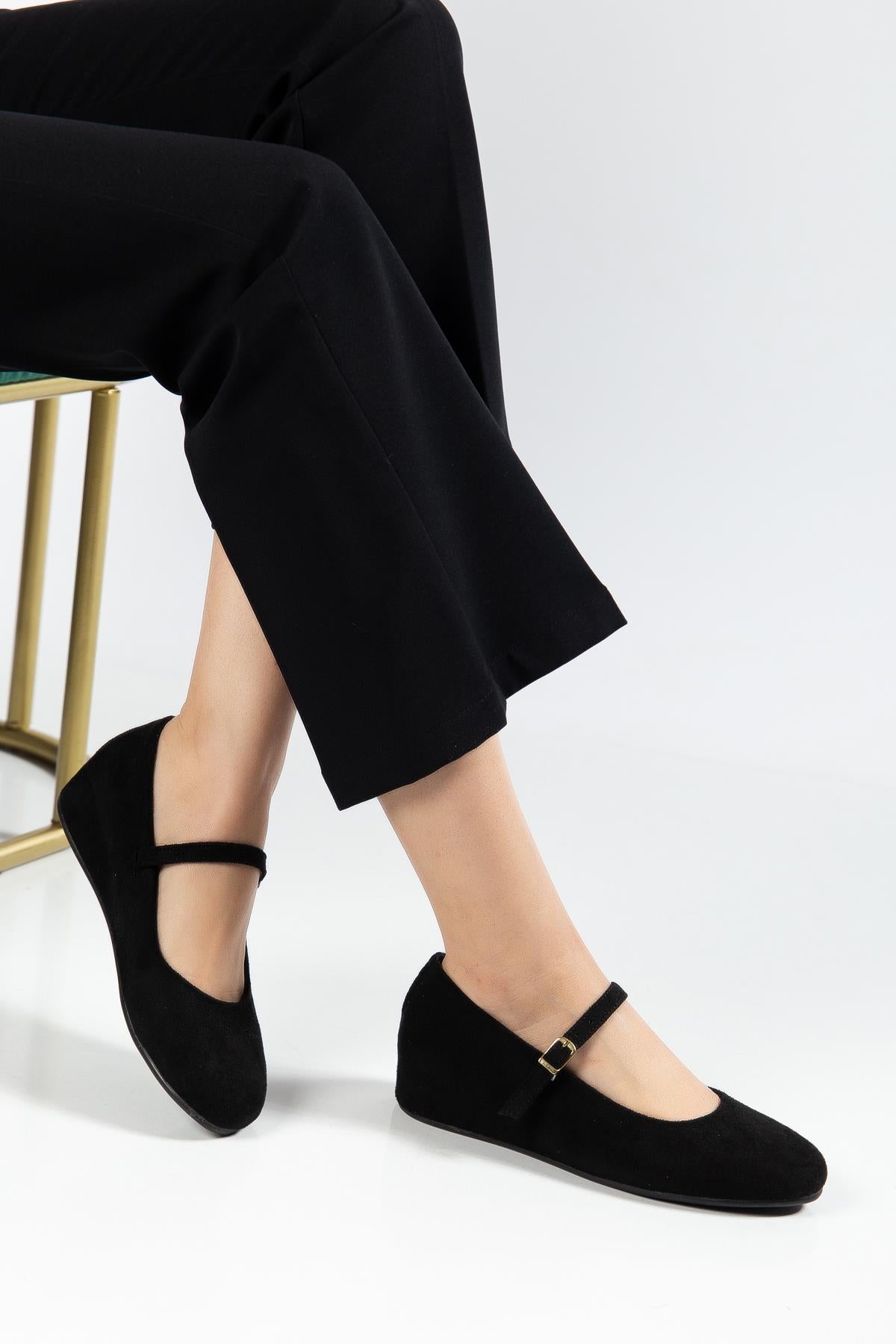 Suins Maya Süet Kadın Gizli Topuk Babet Ayakkabı Dolgu Topuk Babet Ayakkabı Ürün ana görseli