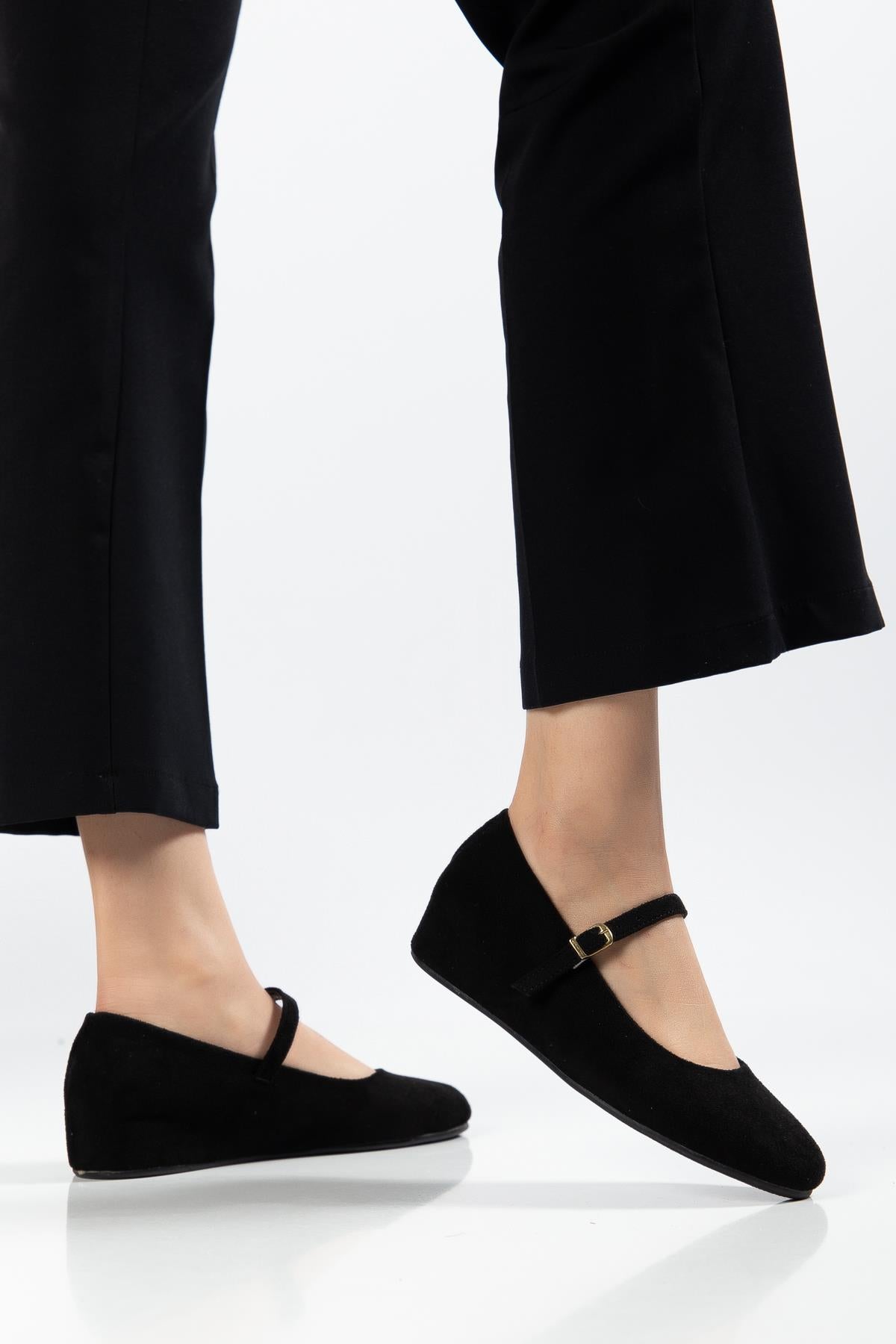 Suins Maya Süet Kadın Gizli Topuk Babet Ayakkabı Dolgu Topuk Babet Ayakkabı Ürün ikincil görseli