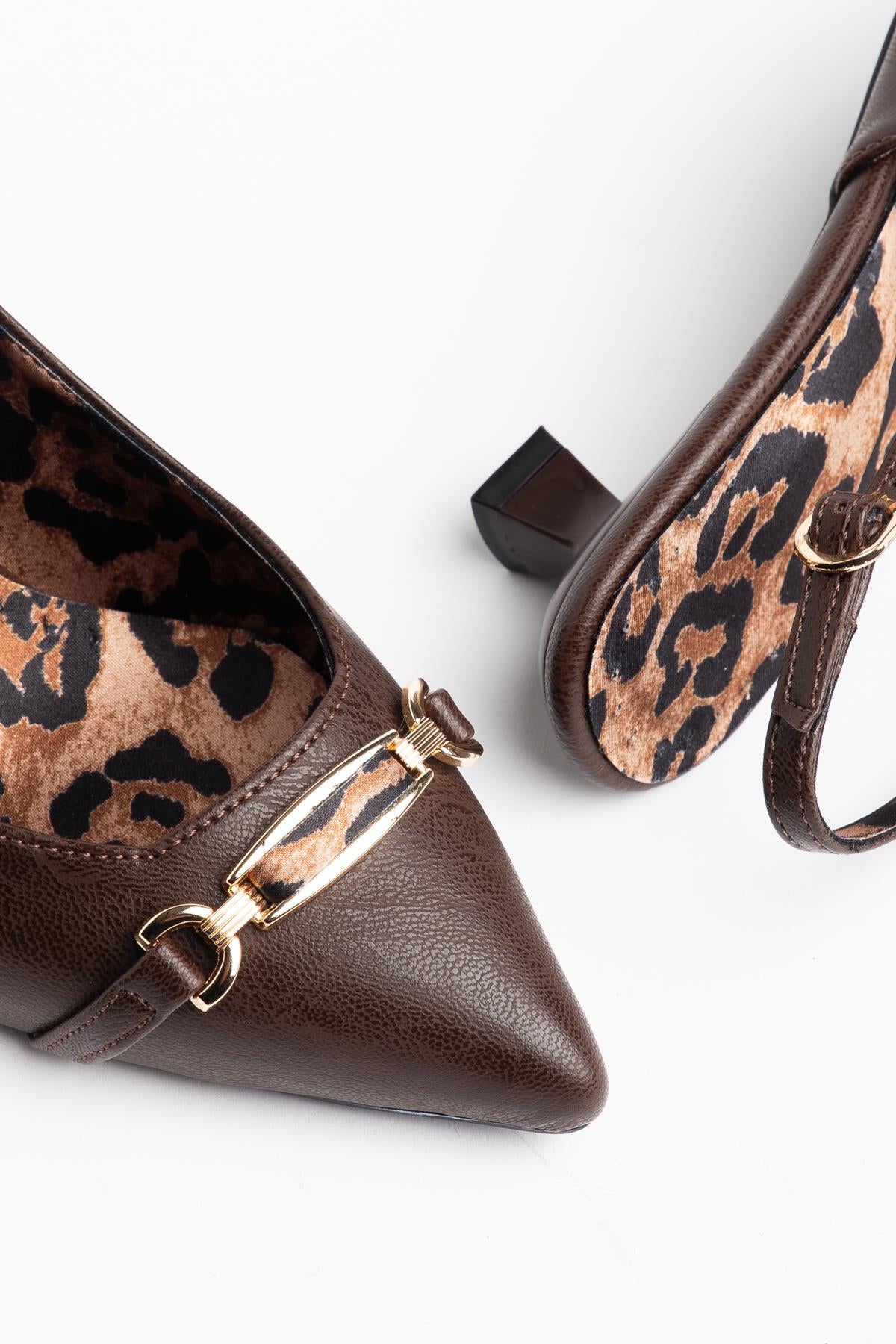 Suins Liranne Model İçi Leopar Desenli Kadın Mini Topuklu Ayakkabı