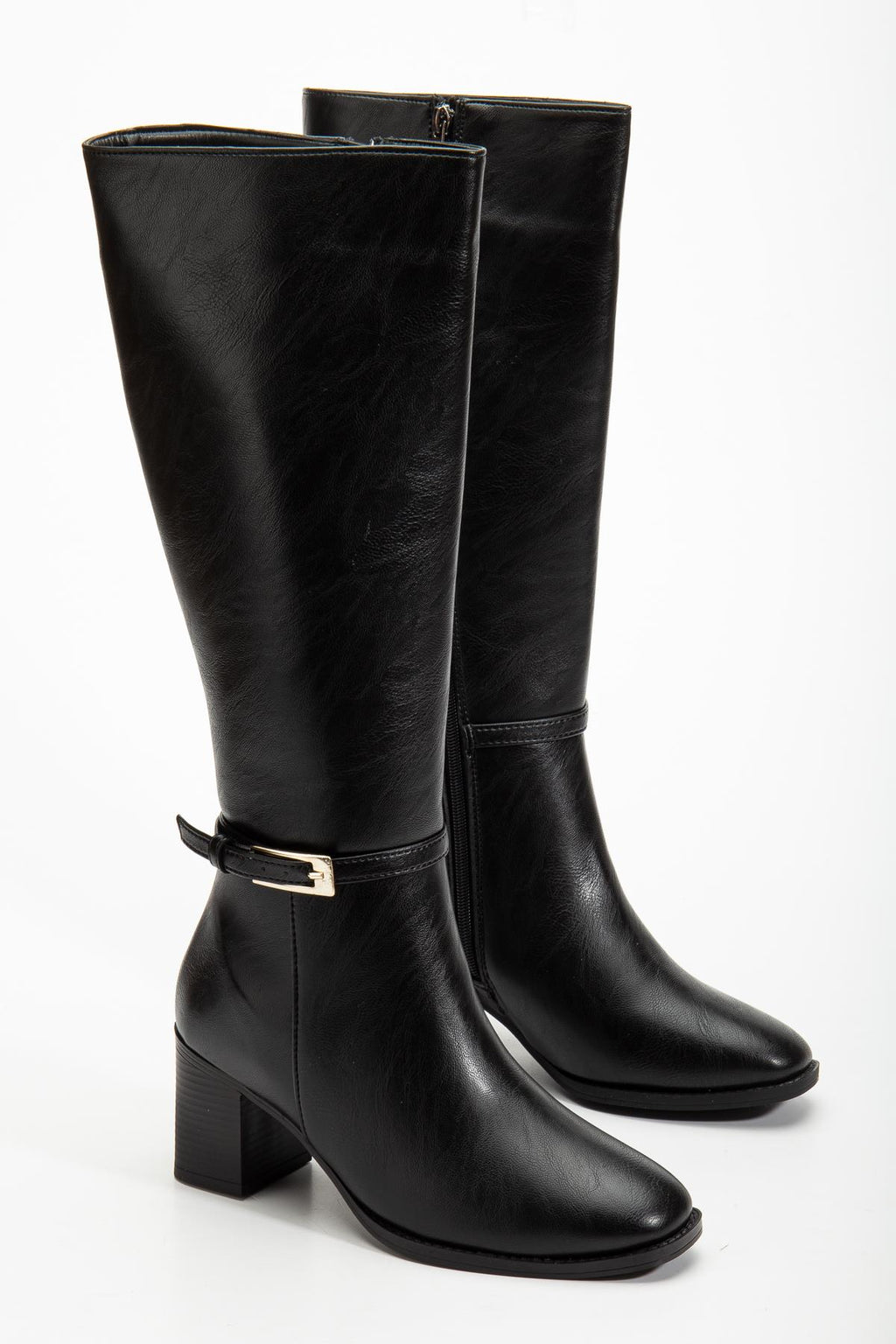 Suins Pietro Premium Kadın Siyah Çizme 6 Cm Topuk Boyu Çizme
