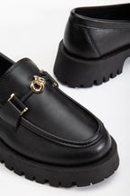 Suins Premium Chapel Model Toka Detaylı Kadın Siyah Kahve Loafer Ayakkabı