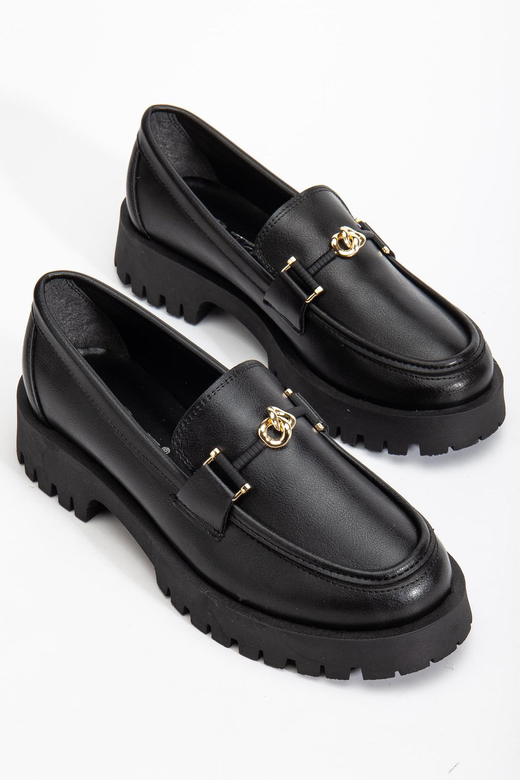 Suins Premium Chapel Model Toka Detaylı Kadın Siyah Kahve Loafer Ayakkabı