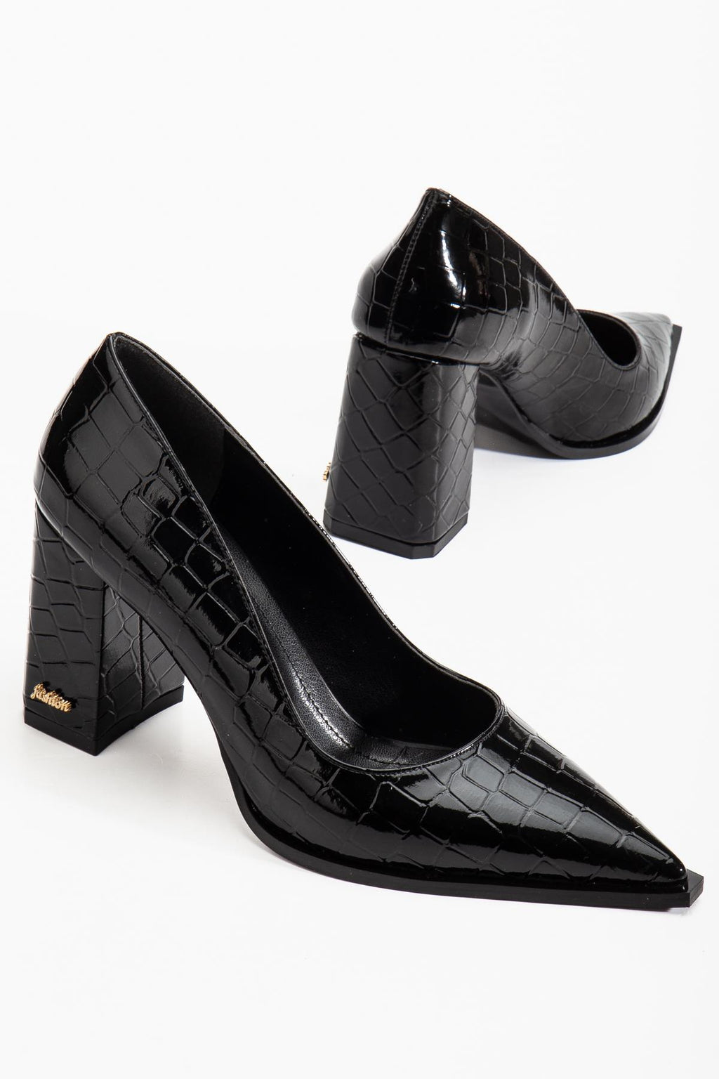 Suins Premium Kevin Model Kadın Kalın Topuklu Kroko Stiletto Ayakkabı