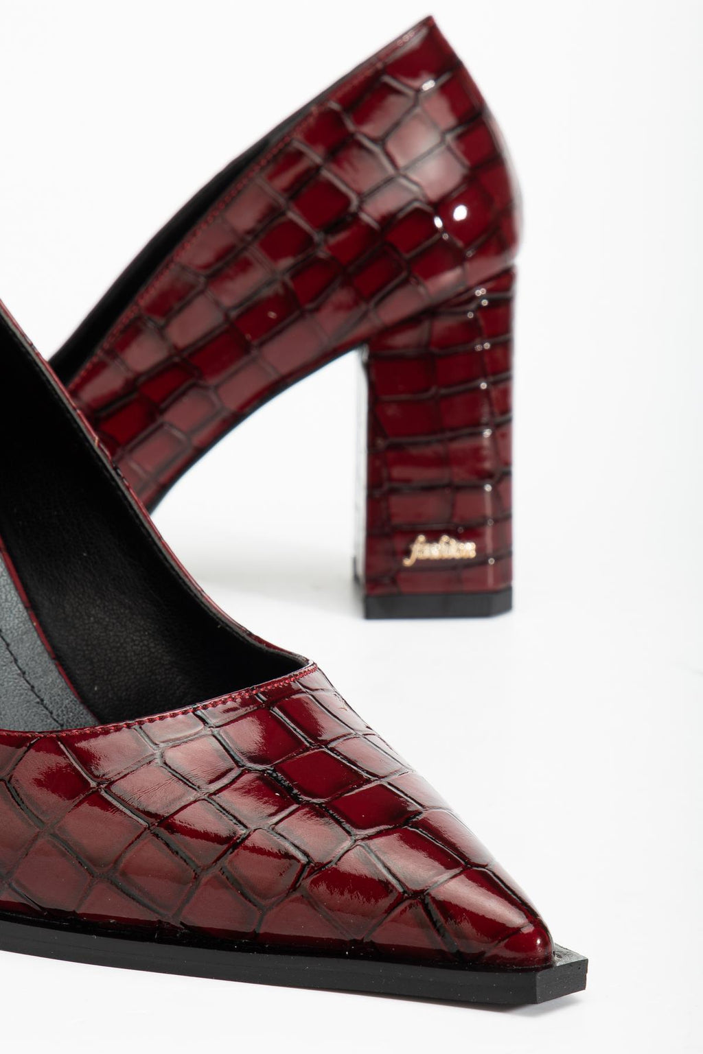 Suins Premium Kevin Model Kadın Kalın Topuklu Kroko Stiletto Ayakkabı