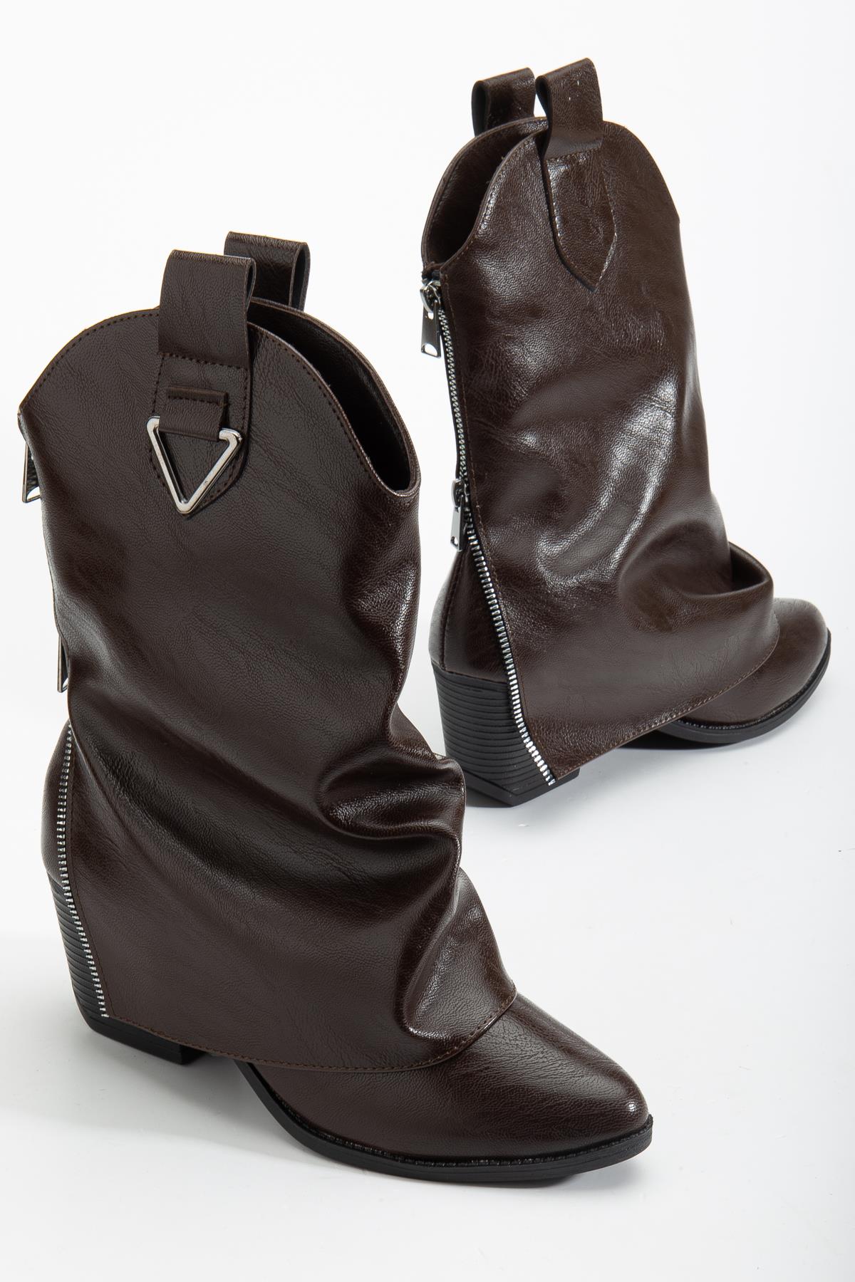 Suins Puera Western Kadın Kovboy Kahve Siyah Bot Ürün ikincil görseli