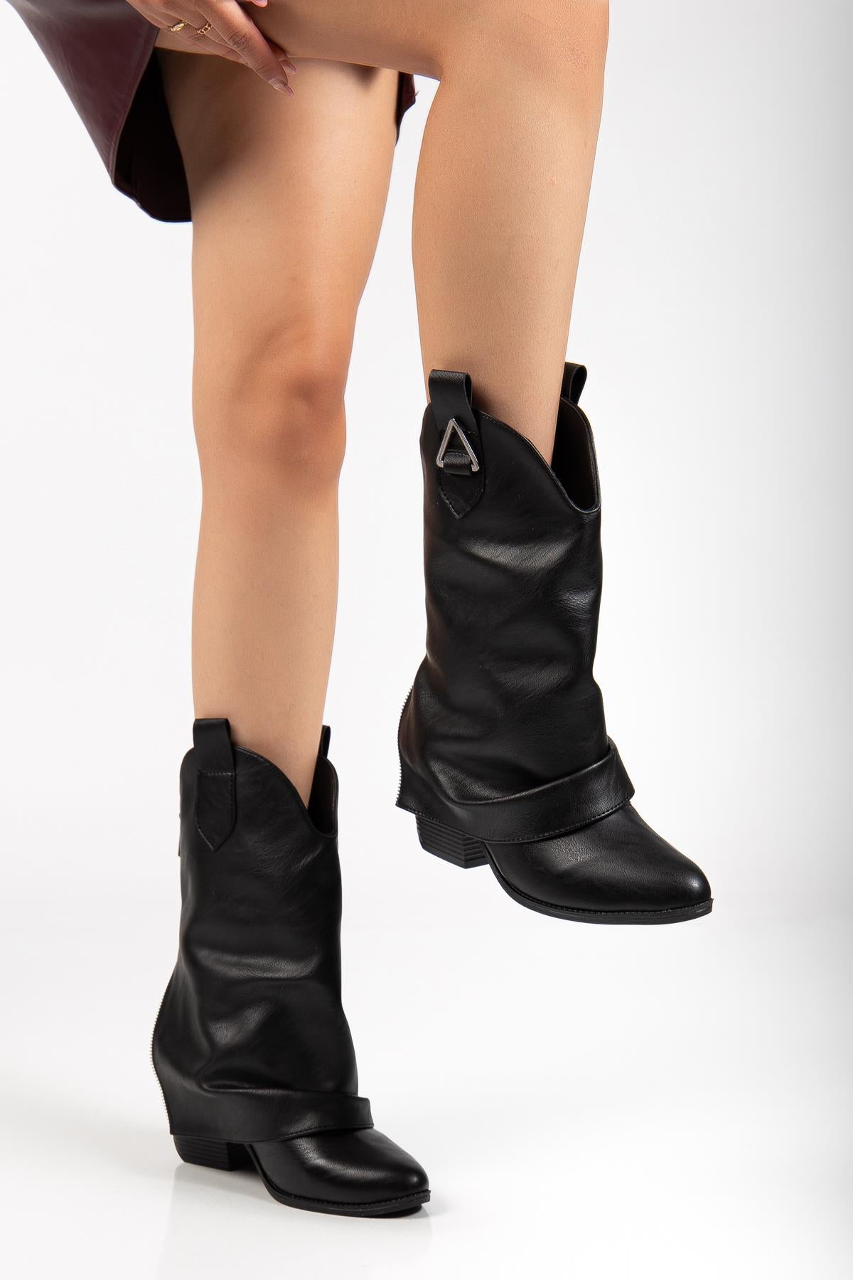 Suins Puera Western Kadın Kovboy Kahve Siyah Bot