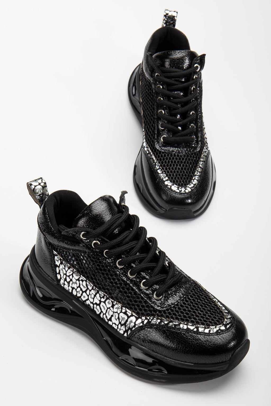 Suins Rowen Model Kadın Leopar Desenli Fileli Spor Ayakkabı Sneaker