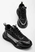 Suins Rowen Model Kadın Leopar Desenli Fileli Spor Ayakkabı Sneaker