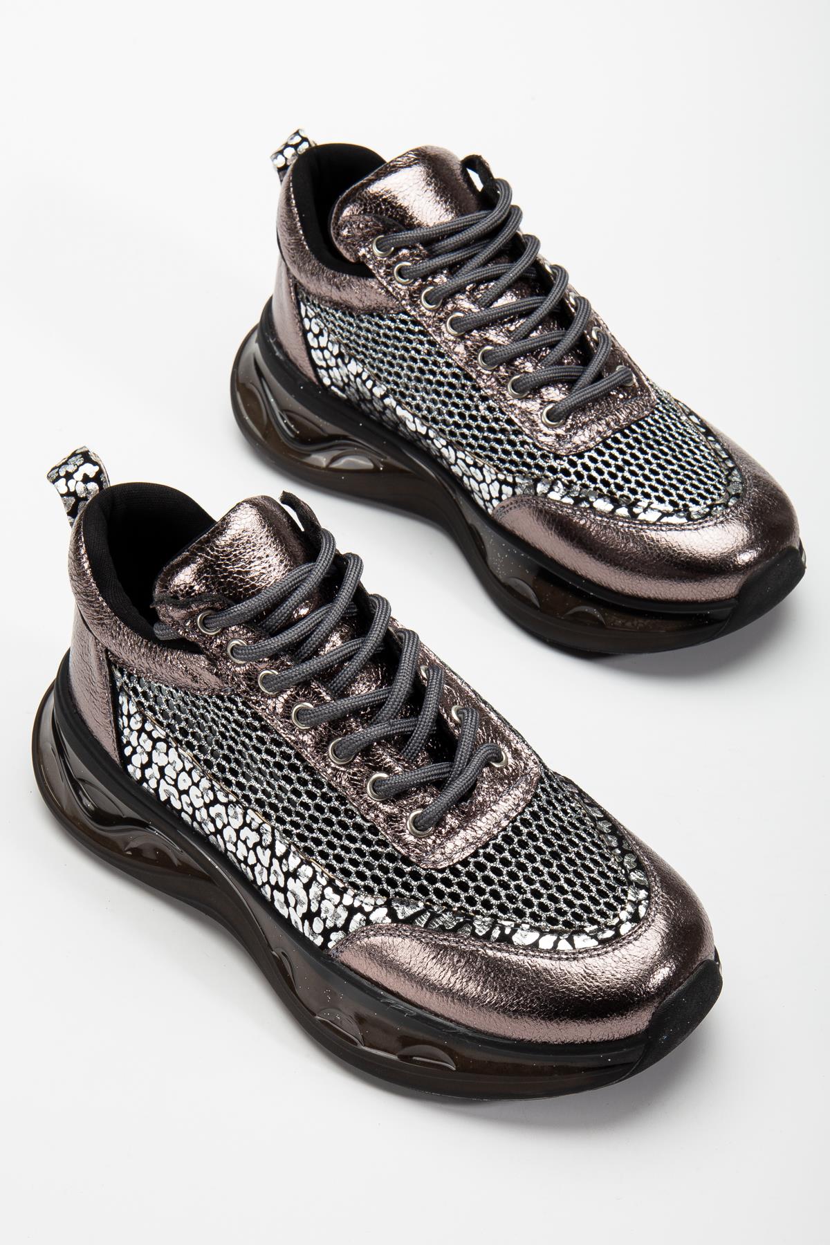 Suins Rowen Model Kadın Leopar Desenli Fileli Spor Ayakkabı Sneaker