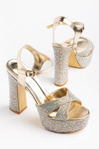 Suins Stary Model Kadın Platform Topuklu Taş Detaylı Abiye Ayakkabı