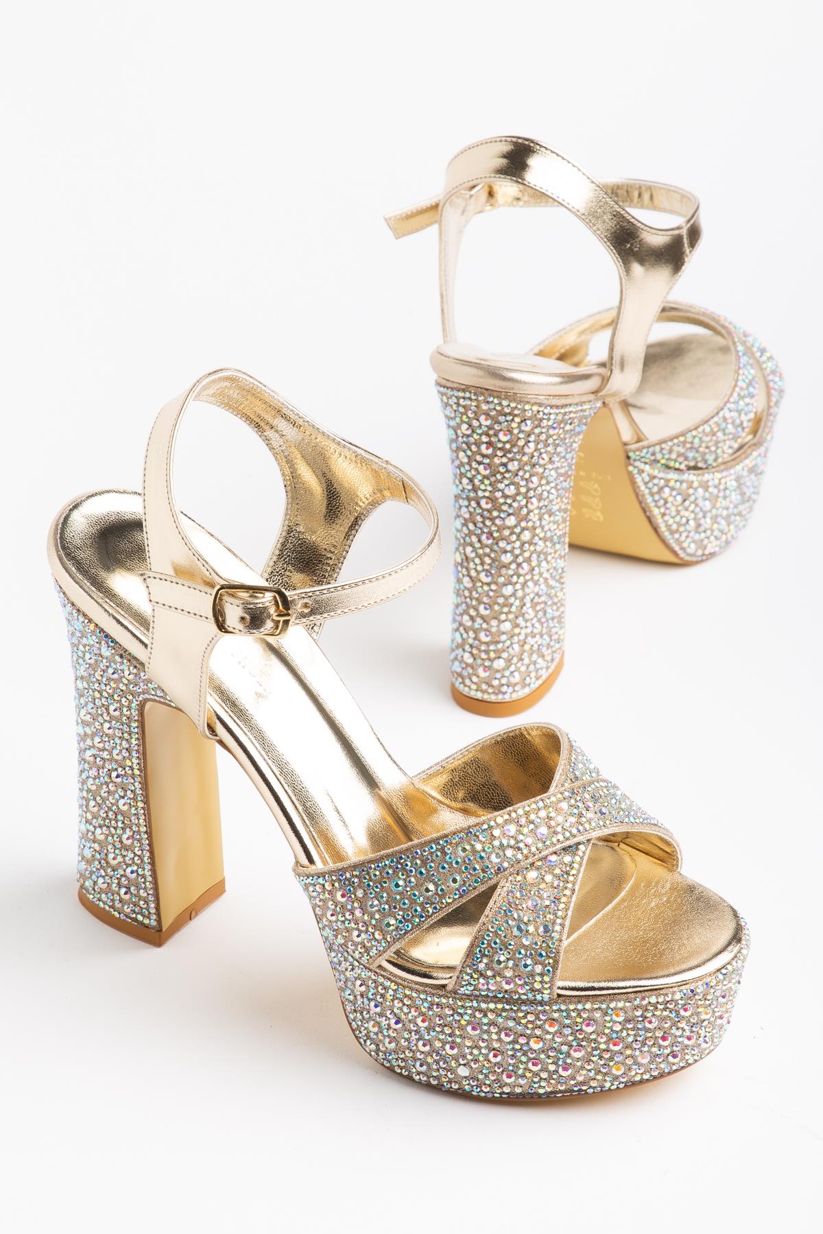 Suins Stary Model Kadın Platform Topuklu Taş Detaylı Abiye Ayakkabı