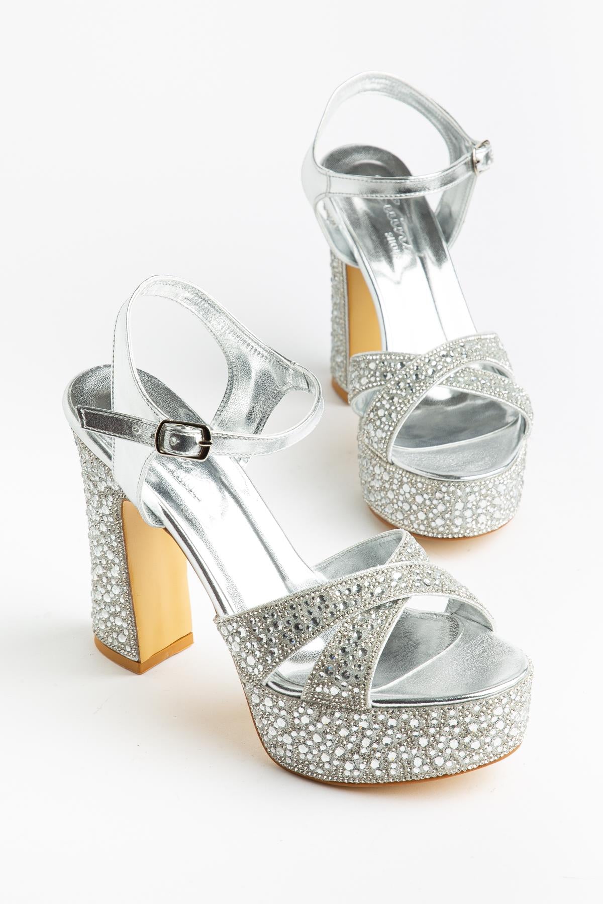 Suins Stary Model Kadın Platform Topuklu Taş Detaylı Abiye Ayakkabı